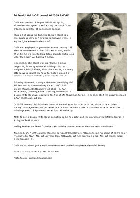 A preview of a PDF biography for O'Donnell, David Keith